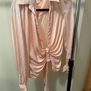 Elegant Pink Ruched Blouse